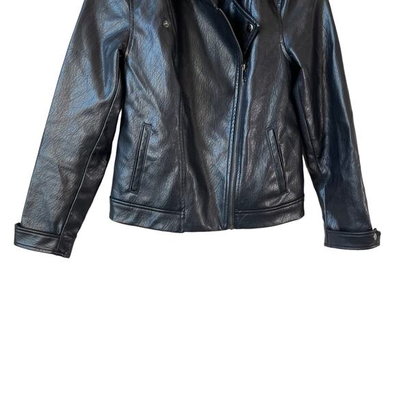 OLD NAVY Women's Vegan Faux Leather Motorcycle Jacket Black Size Small with FLAW - Picture 4 of 11